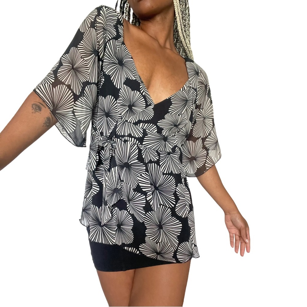 Black floral blouse